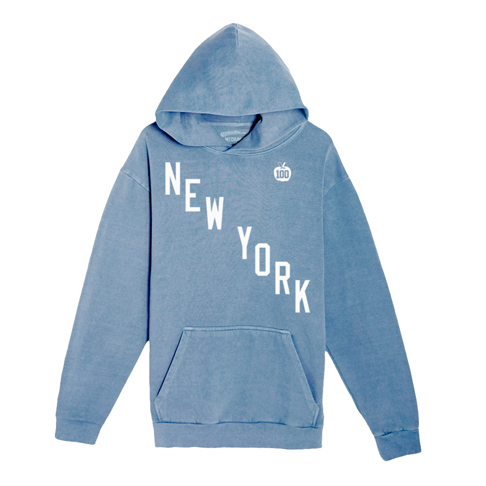 New York Centennial | Pigment Dyed Pebble Blue Hoodie