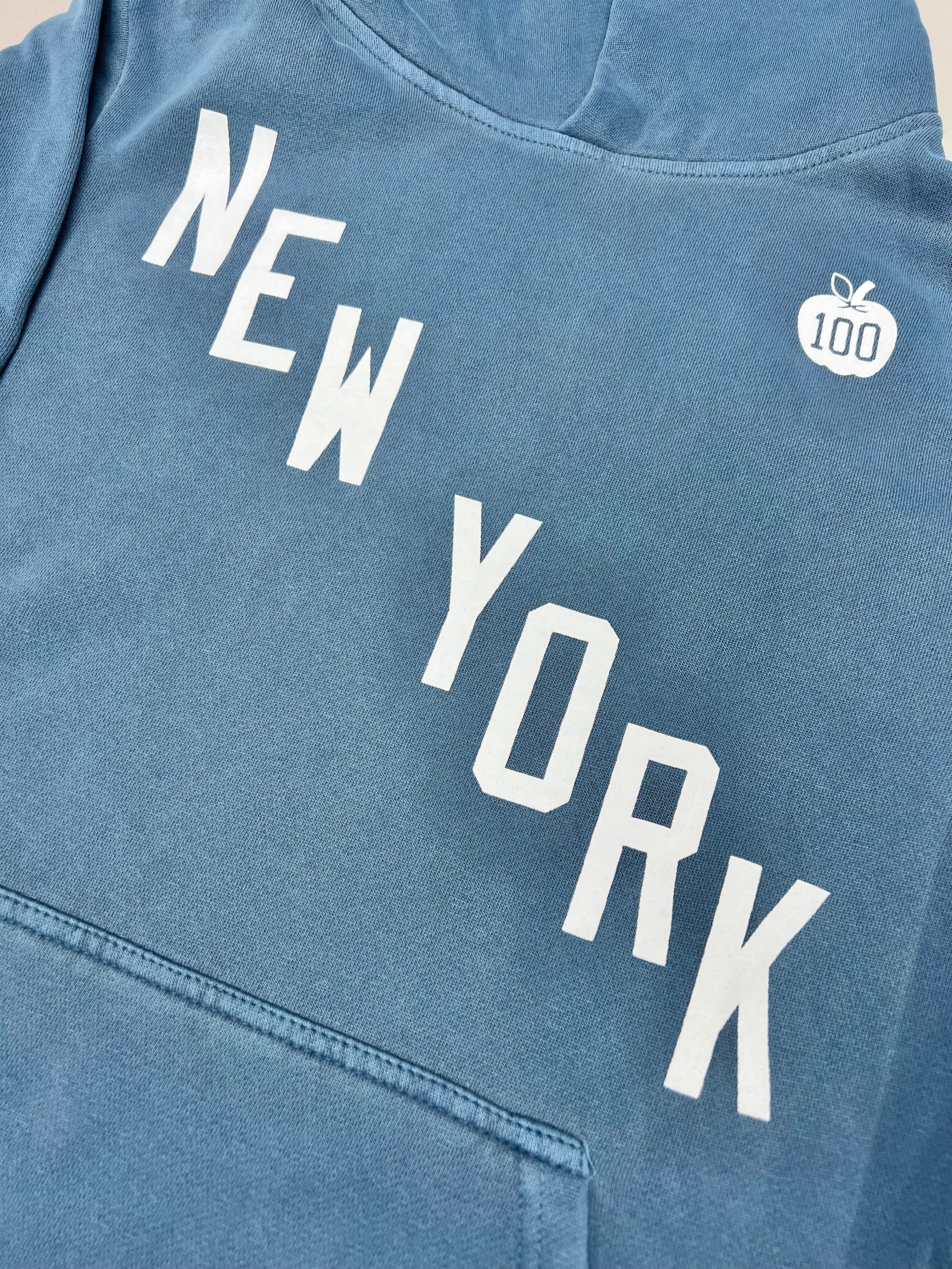 New York Centennial | Pigment Dyed Pebble Blue Hoodie