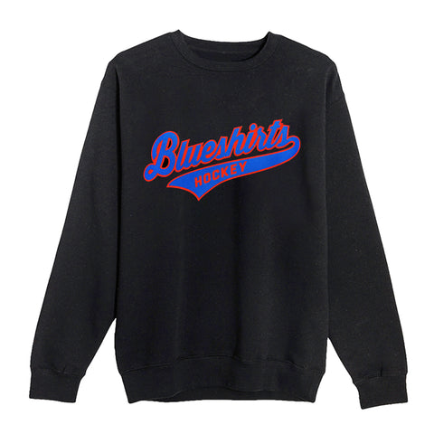 Blueshirts Twill Script Crewneck Sweatshirt | Black