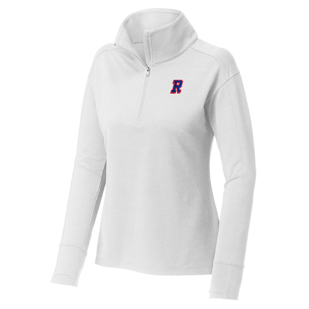 Women's "R" Embroidered Quarter Zip | White
