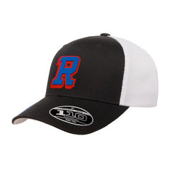 "R" (Blue/Red) PVC Patch Black/White Premium Flexfit Snapback Cap