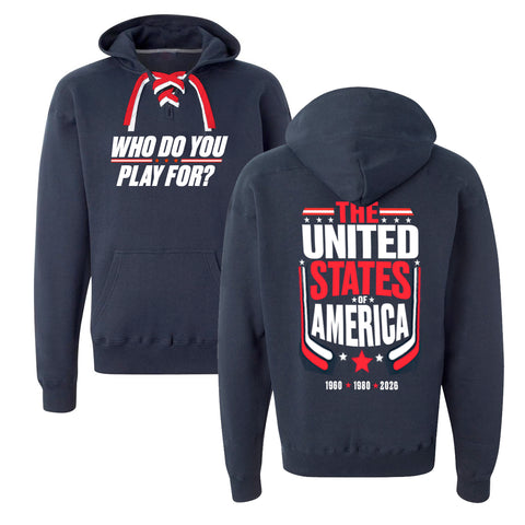 Who Do You Play For? USA! | Navy Hockey Lace Hoodie