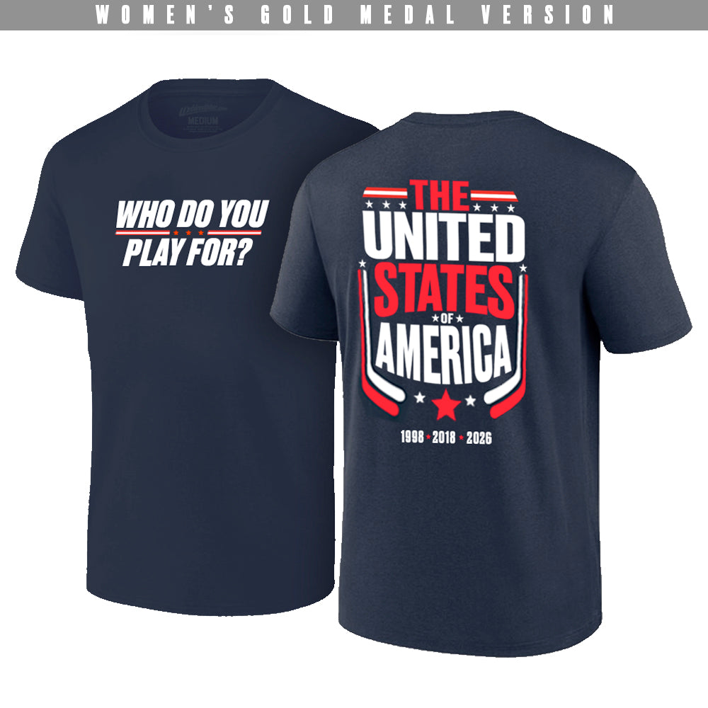 Who Do You Play For? USA! | Navy Tee (Women's Gold Medal Years Version)